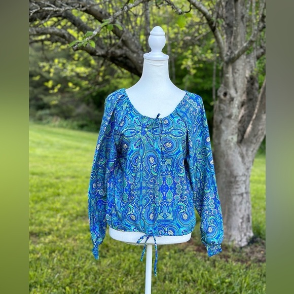 Sabai Sabai Tops - Sabai Sabai 100% Silk Floral Paisley Print Bohemian Blouse Size Medium